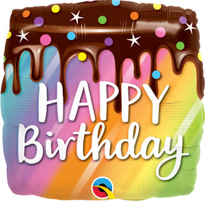 Happy Birthday - Rainbow drip cake