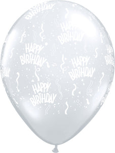 Happy birthday silver- Latex balloon