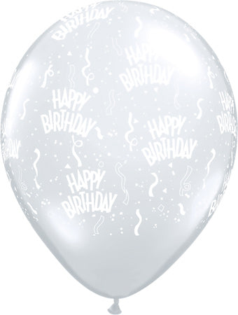 Happy birthday silver- Latex balloon