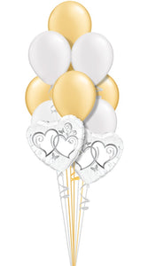 Bridal Hearts Gold and Silver Bouquet