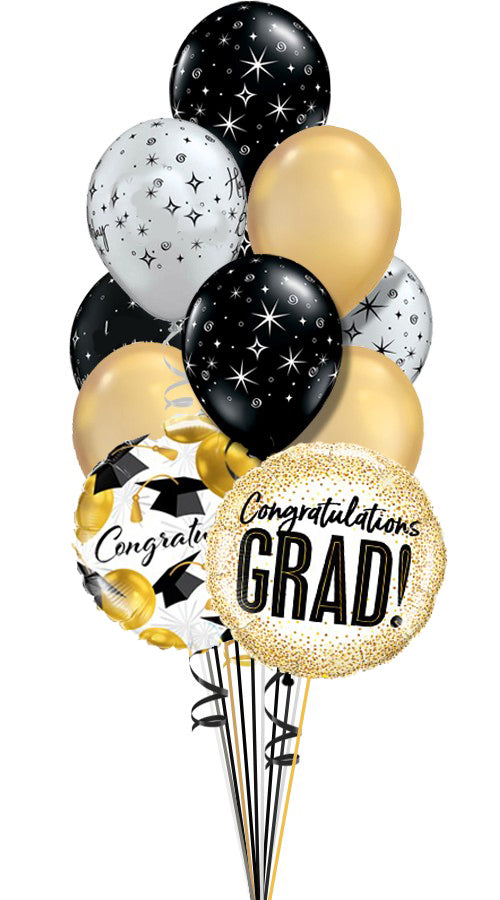 Gold Silver and Black Graduation Bouquet – Groovy dc Cards & Gifts