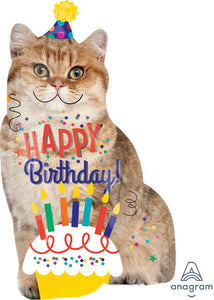 Happy Birthday Cat w/ Cake